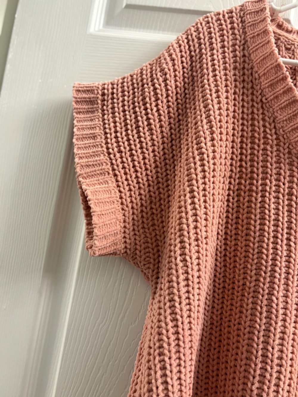 Women's POL Knit Short Sleeve V-Neck Oversized Sweater - Picture 3 of 5
